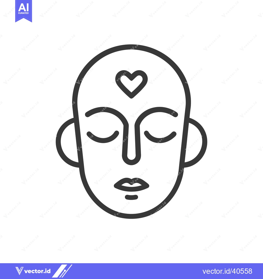 Premium Vector dari A simple line drawing shows a face with a heart above it
