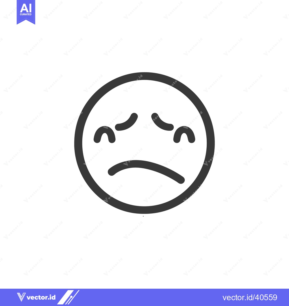 Premium Vector of A simple cartoon illustration depicting a sad facial expression