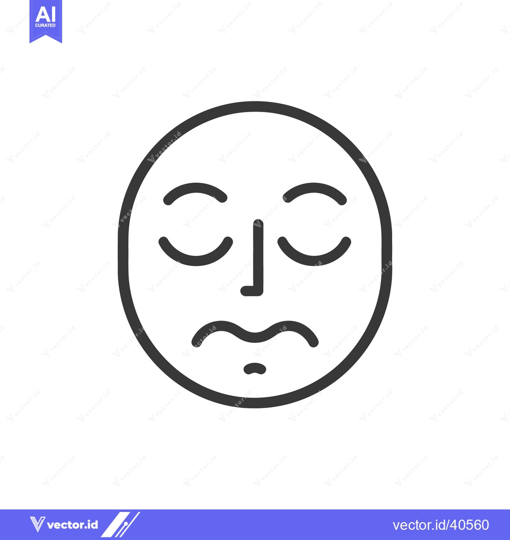 Premium Vector dari A black outlined face expressing a sad or negative emotion
