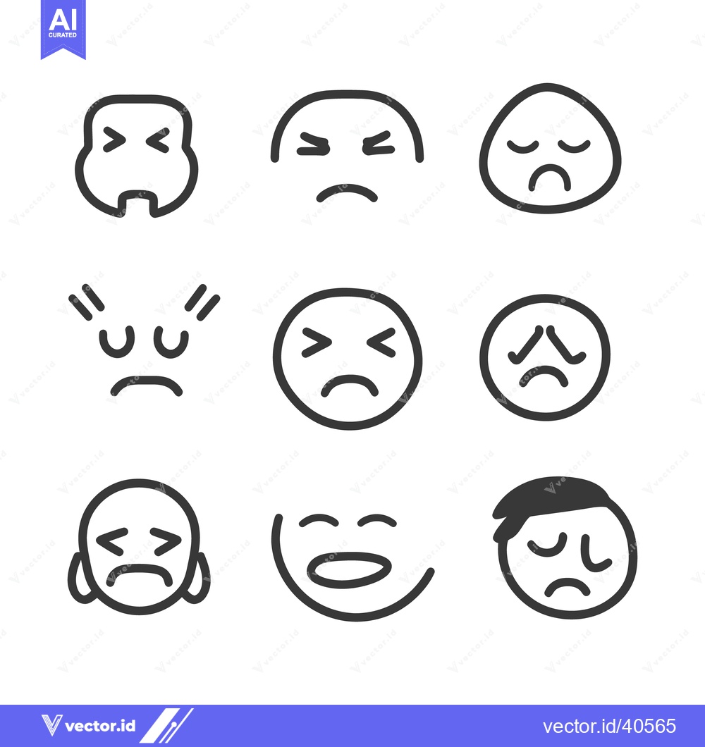 Premium Vector of Various stylized black and white depictions of emotional expressions