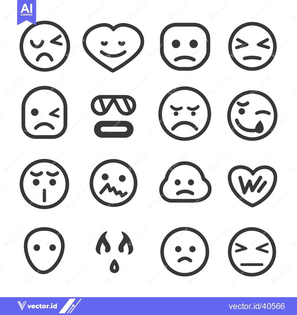 Premium Vector of A collection of diverse emotion icons with minimalist style