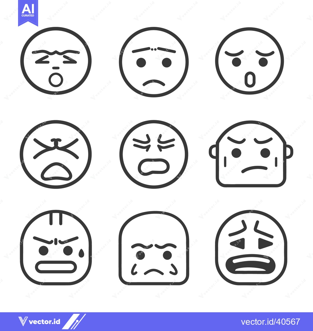 Premium Vector of Collection of Line Drawings Illustrating Various Emotional Facial Expr
