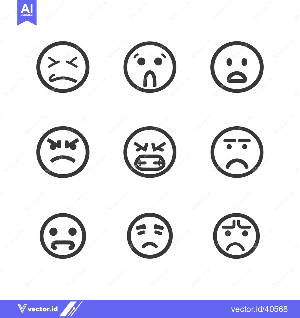 Premium Vector dari Collection of simple round emoji expressions displaying negative senti