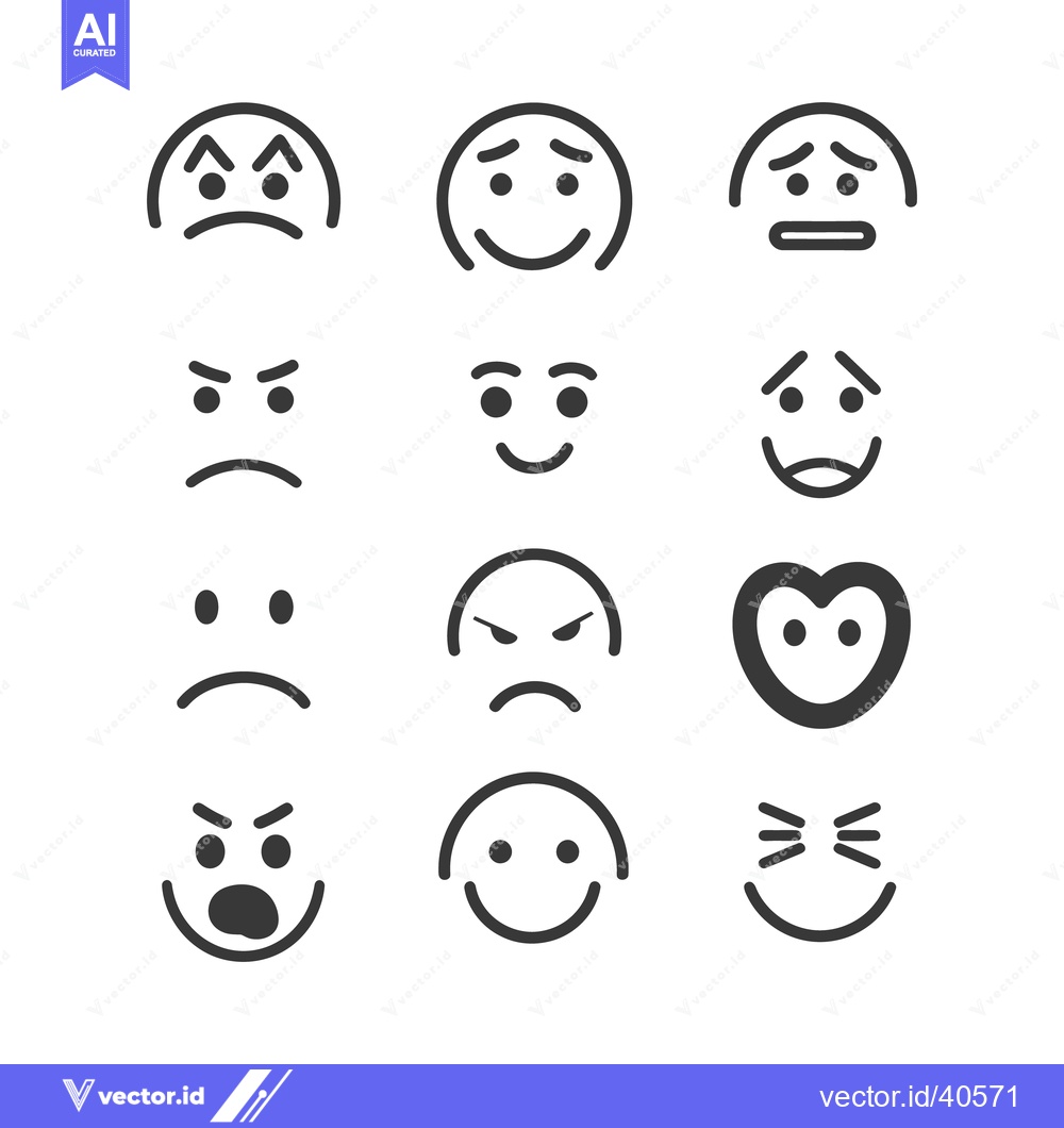 Premium Vector of Illustrations of simple emoticons depicting varied human emotional exp