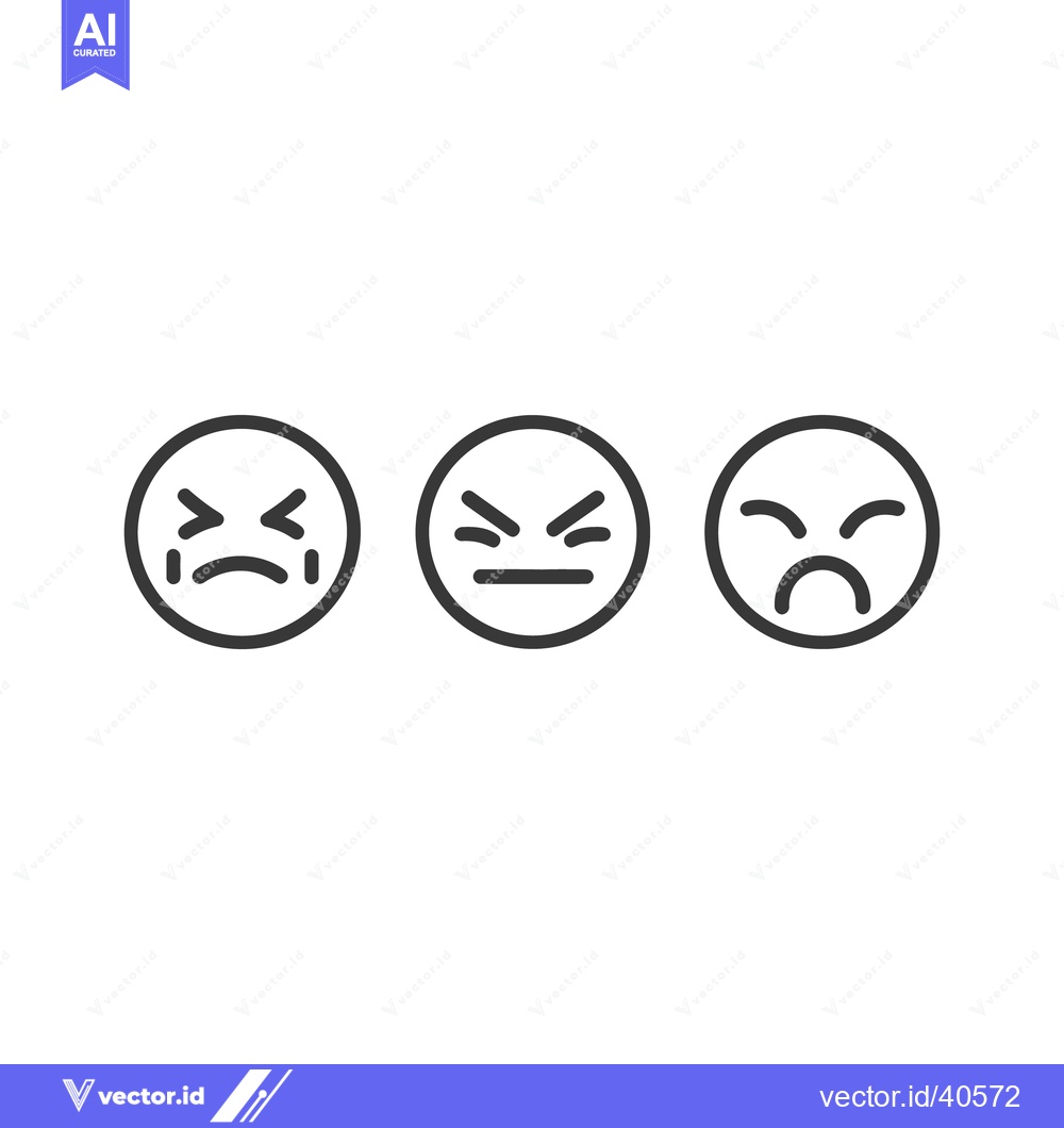 Premium Vector dari Line drawings showcasing three different facial expressions in circles