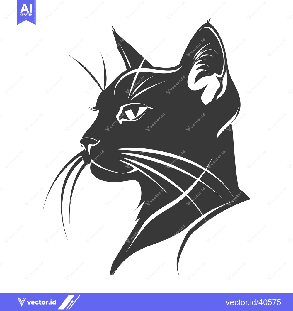 Premium Vector dari A stylized side profile image of a domestic feline animal