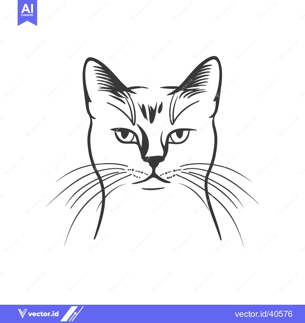Premium Vector of A line drawing depicting the head of a domestic feline animal