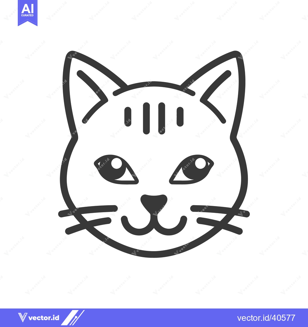 Premium Vector dari A Simple Black And White Graphic Of A Smiling Cat Face