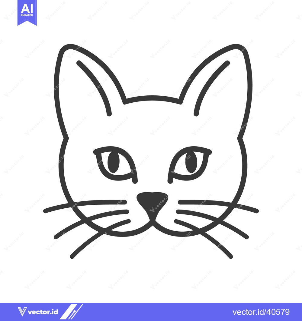 Premium Vector dari A simple black and white line drawing of a cat face