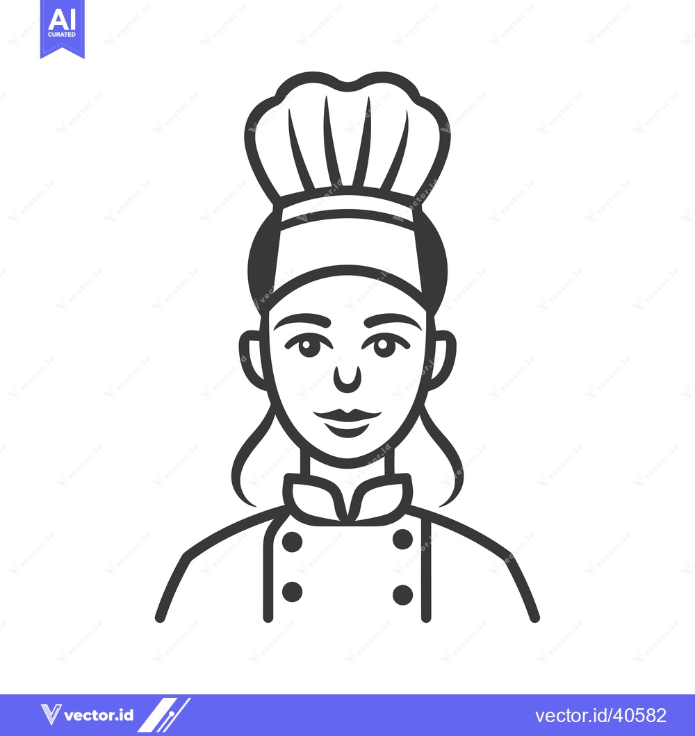 Premium Vector dari Female Chef with Toque and Uniform Icon