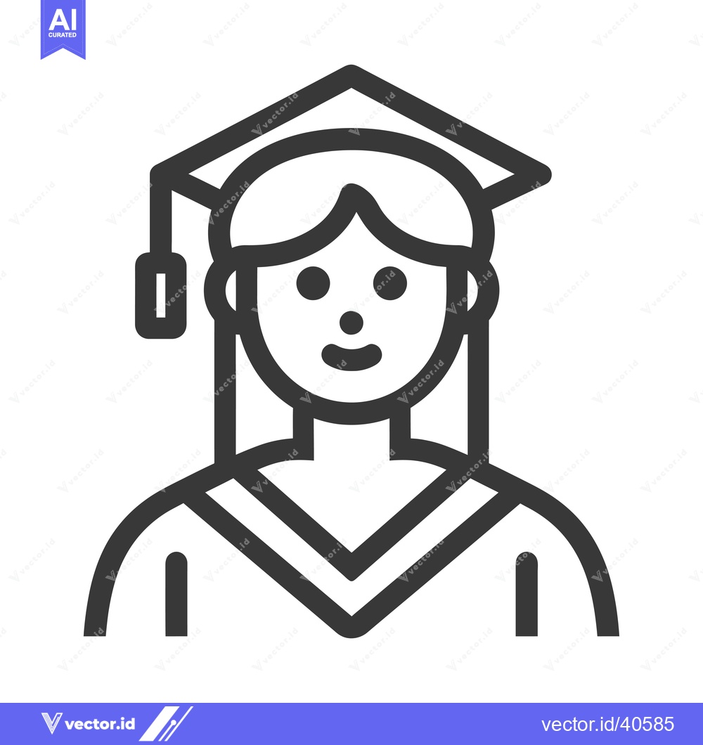 Premium Vector dari Female Graduate with Graduation Cap and Gown