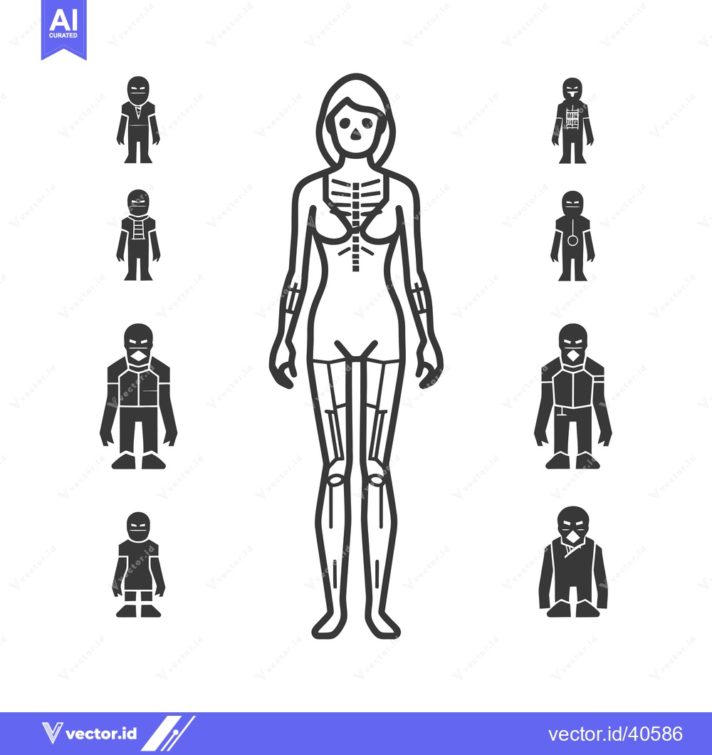 Premium Vector dari Female Human Body with Skeleton and Individual Body Parts