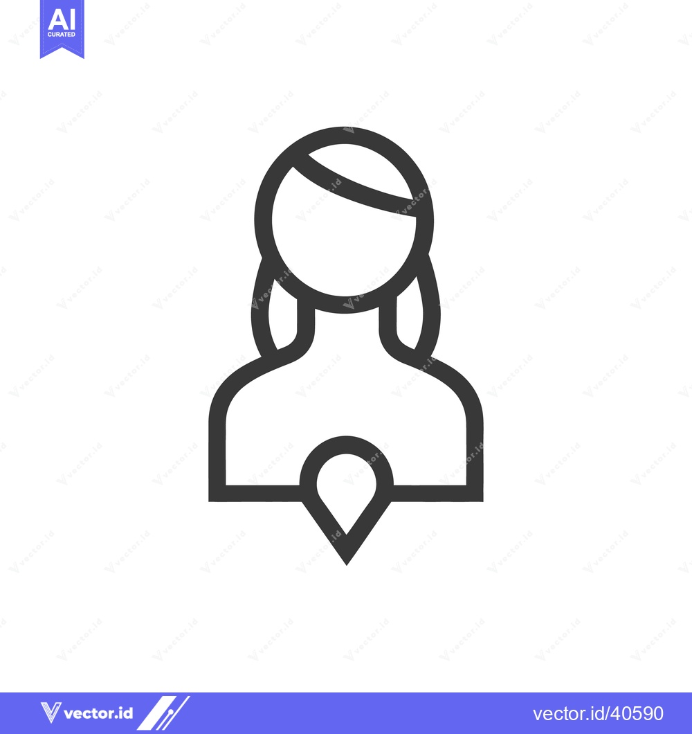 Premium Vector dari A simplified line drawing icon representing a woman and location
