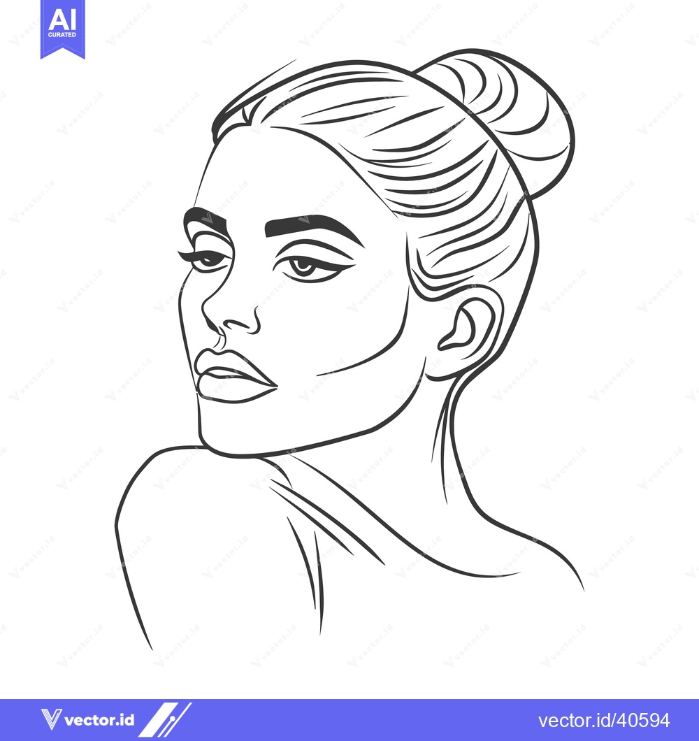 Premium Vector of A feminine minimalist line drawing of a womans portrait