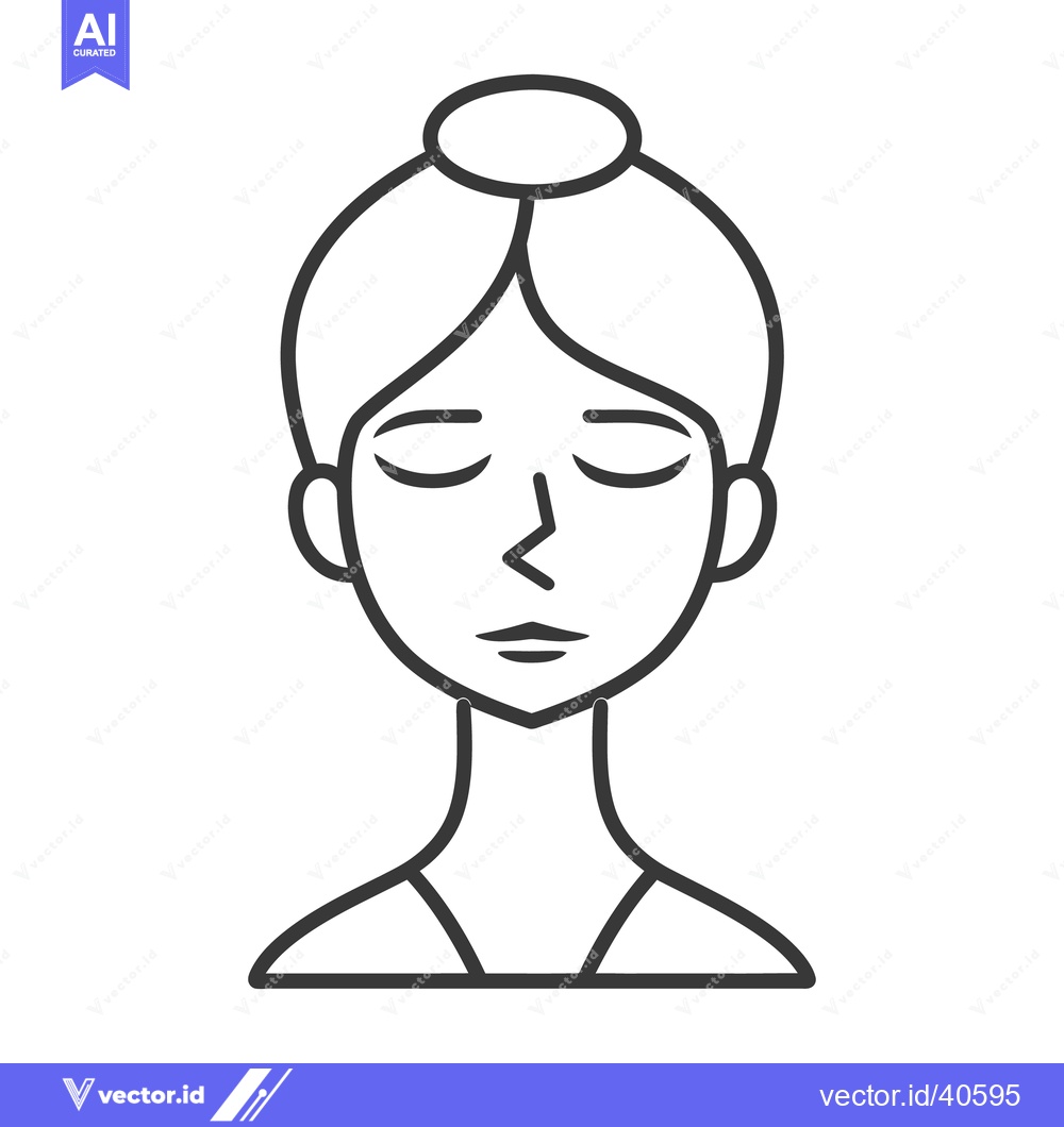 Premium Vector of A simplified line drawing of a woman with a bun