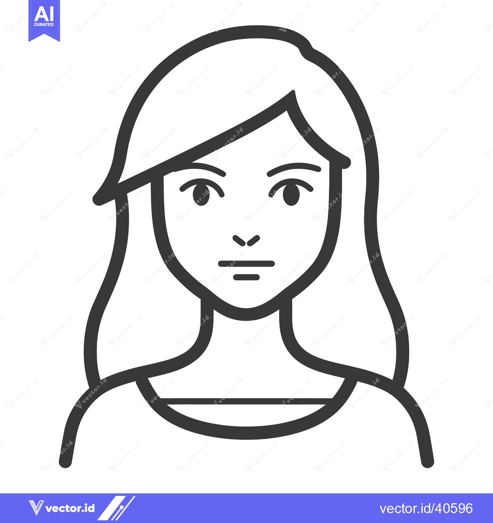 Premium Vector dari An illustration depicting a woman with long hair looking forward