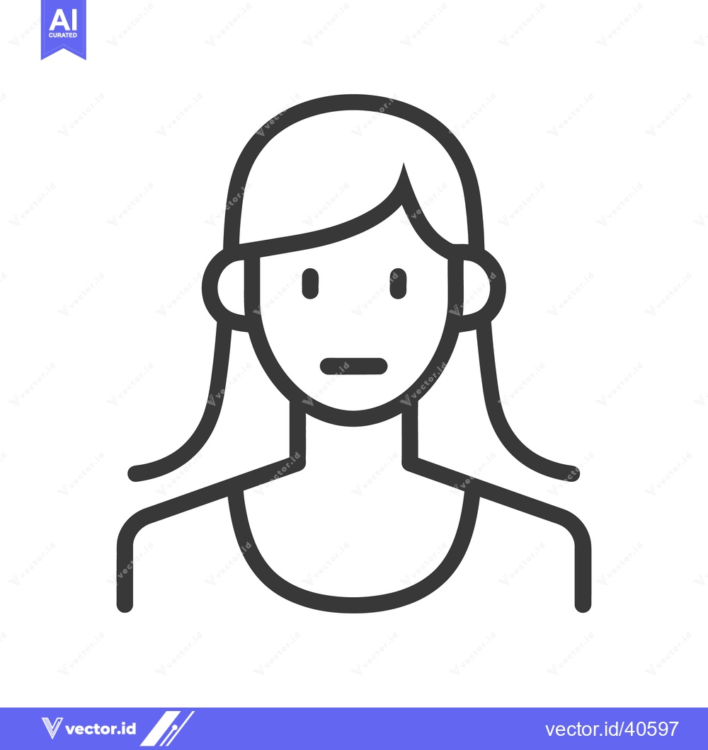Premium Vector dari A simple line drawing portraying the front view of a woman