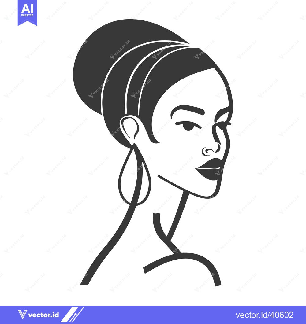 Premium Vector of A simple line drawing of a woman with headwrap and earrings