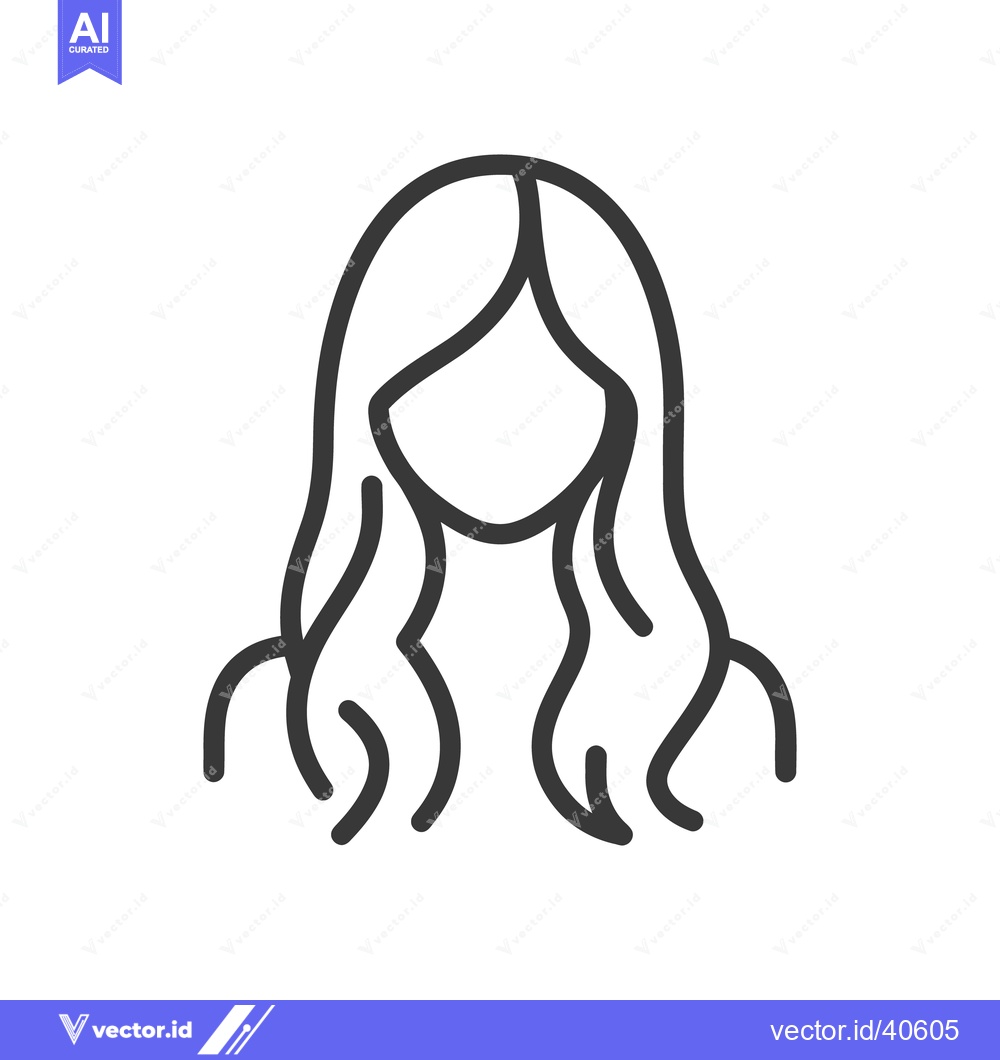 Premium Vector of An outlined drawing depicting a woman with flowing long hair