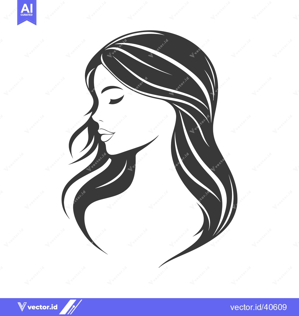 Premium Vector dari Elegant graphic representation of a woman with flowing hair