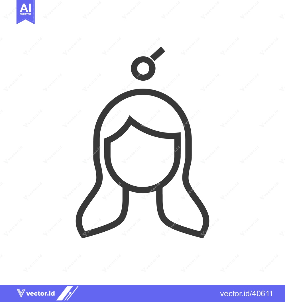 Premium Vector dari A simple graphic illustration of a woman with long flowing hair