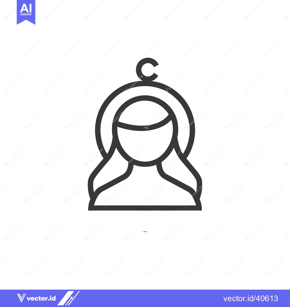 Premium Vector of A simplistic outline image of a woman with a halo above her head