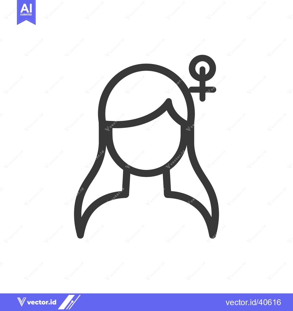 Premium Vector dari A simple icon depicting a woman with long hair and a symbol