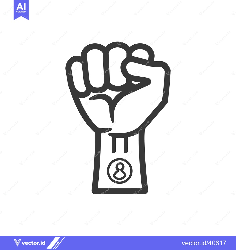 Premium Vector dari An upward facing raised fist with number eight on the wrist