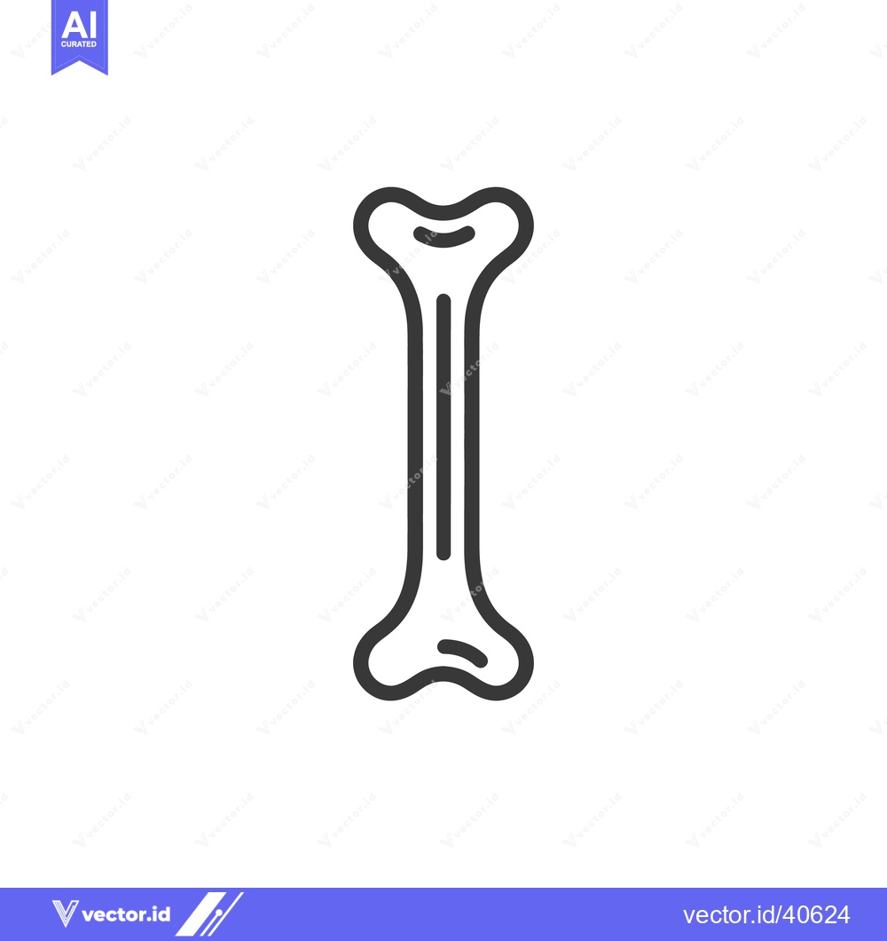 Premium Vector dari Simple Bone Icon: Anatomical Outline on White Background