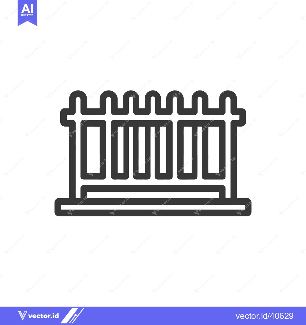 Premium Vector dari Minimalist Fence Line Art: Simple Boundary Illustration on White Backg