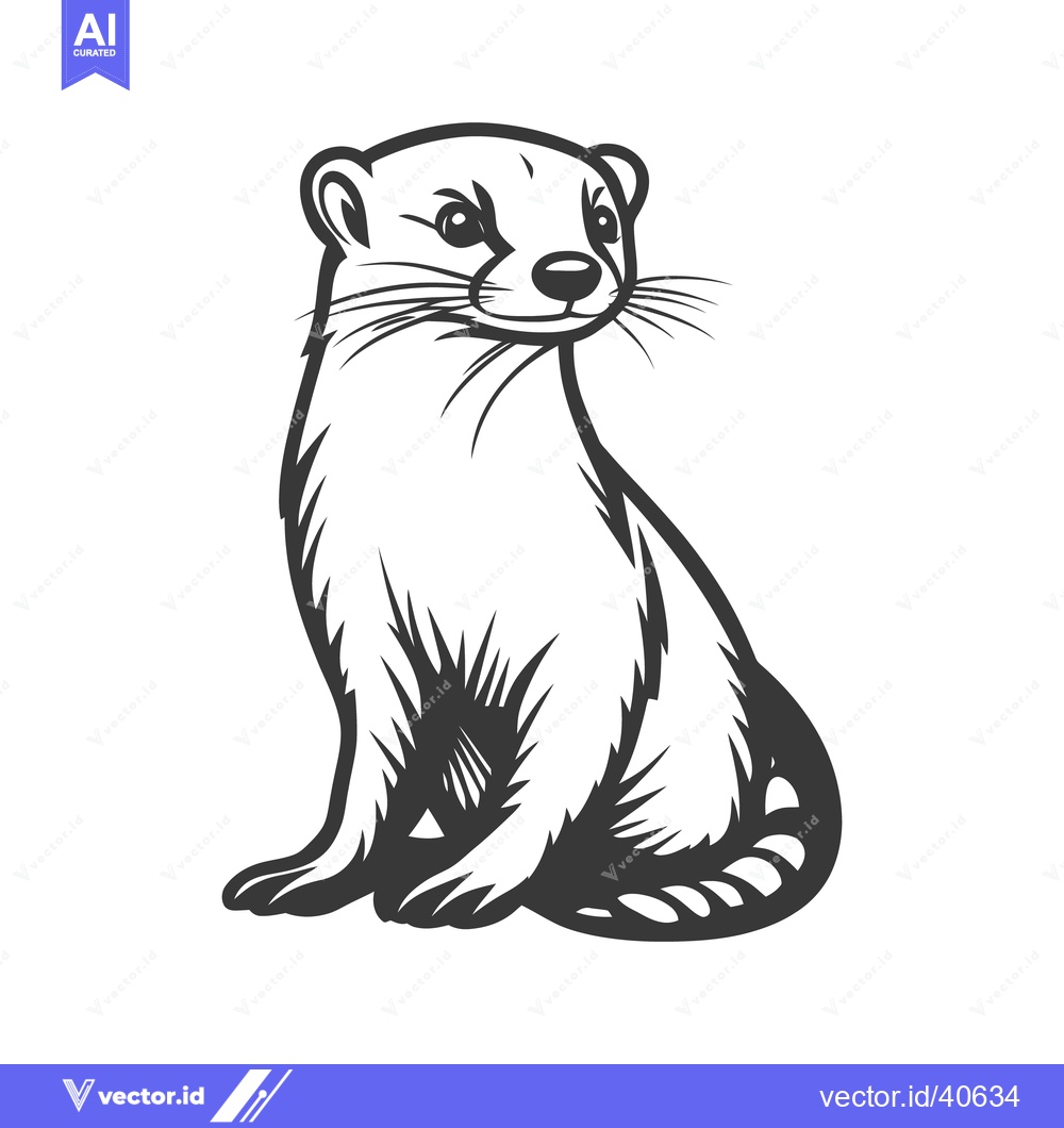 Premium Vector dari An illustrated black and white drawing of a sitting mammal