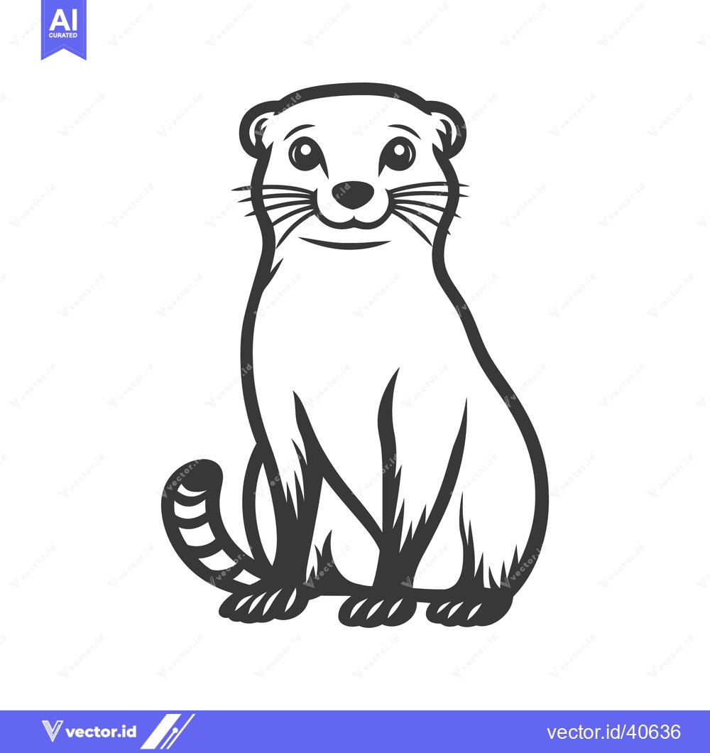 Premium Vector dari Cute cartoon illustration of a seated river otter character