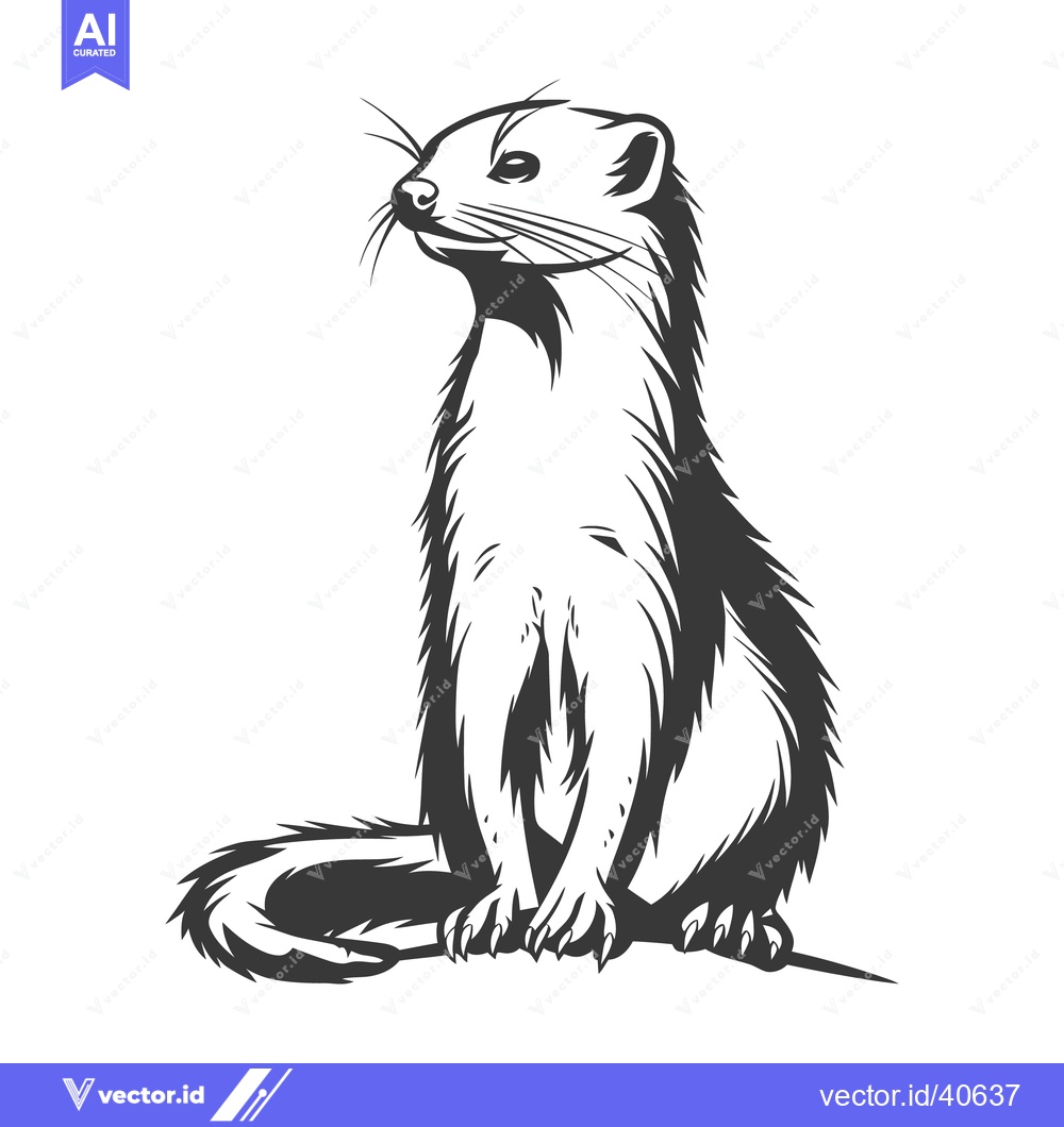 Premium Vector dari A monochromatic illustration of a small animal looking upwards gracefu
