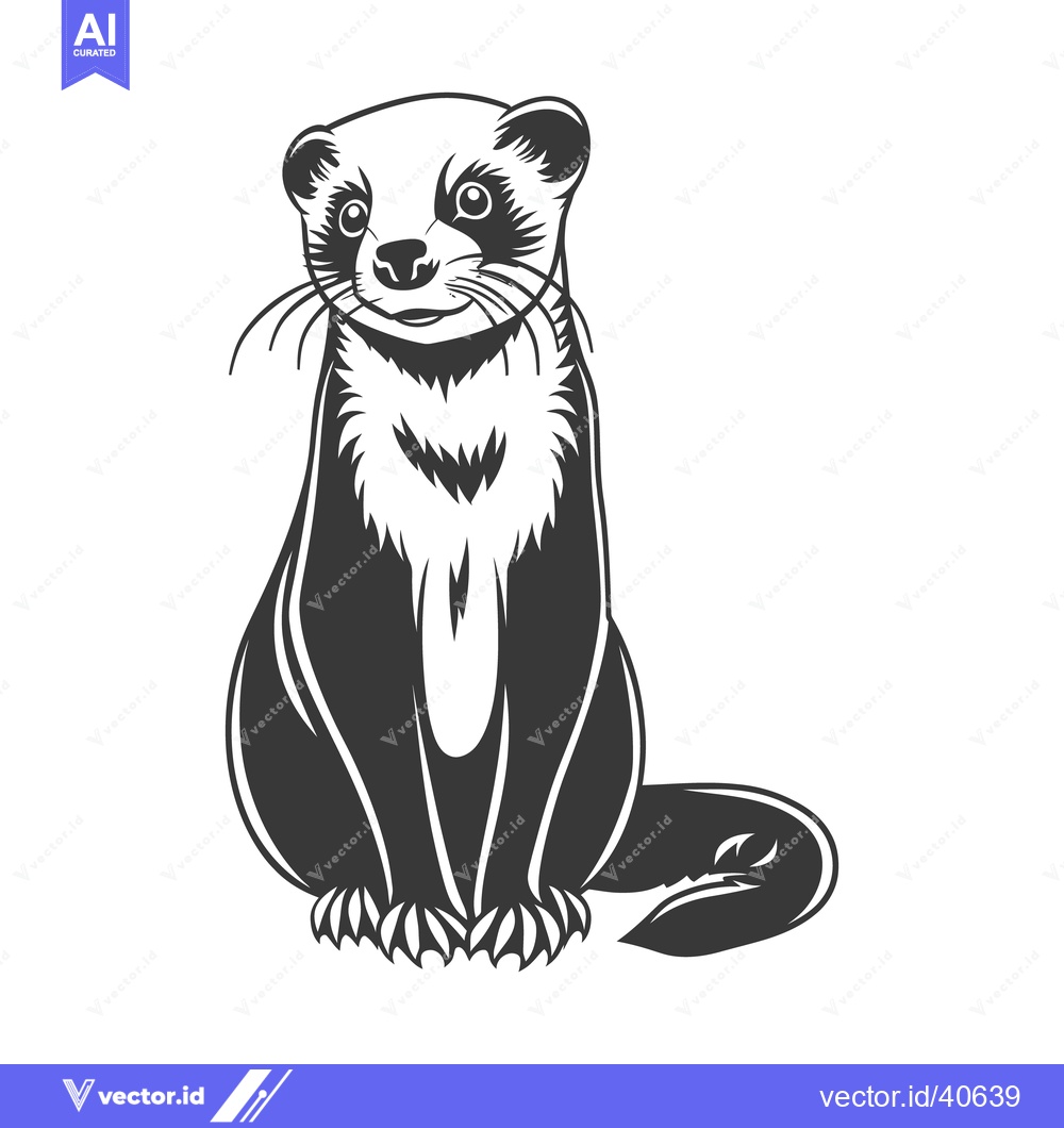Premium Vector dari A stylized black and white image of a sitting mammal