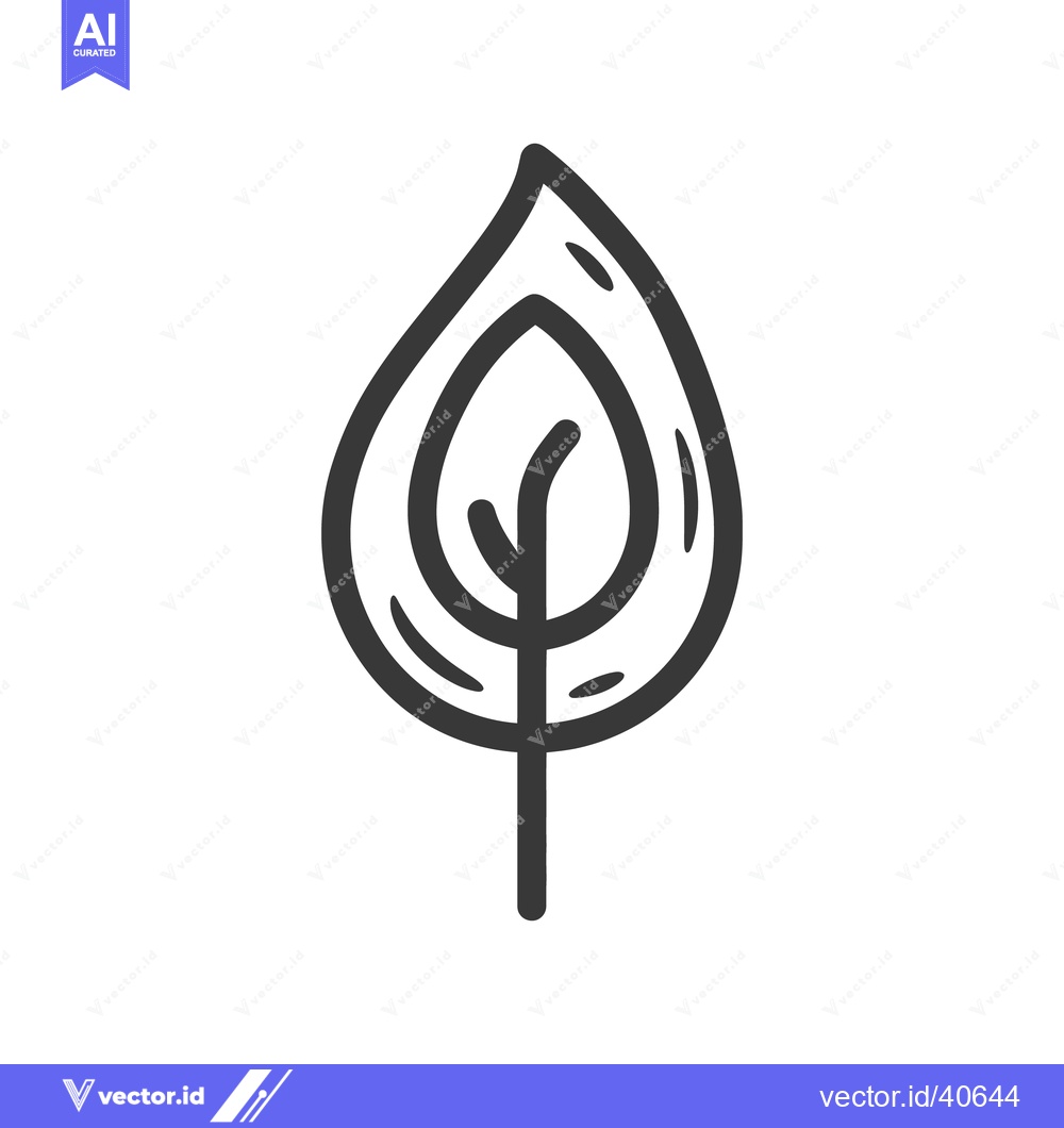 Premium Vector of Minimalist Leaf Icon: Simple Line Art Design on White Background
