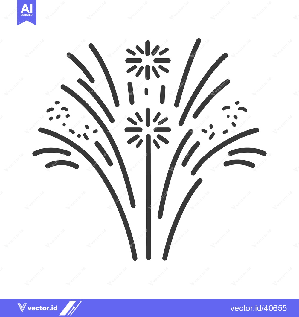 Premium Vector dari A simple line drawing illustrates colorful celebratory fireworks burst