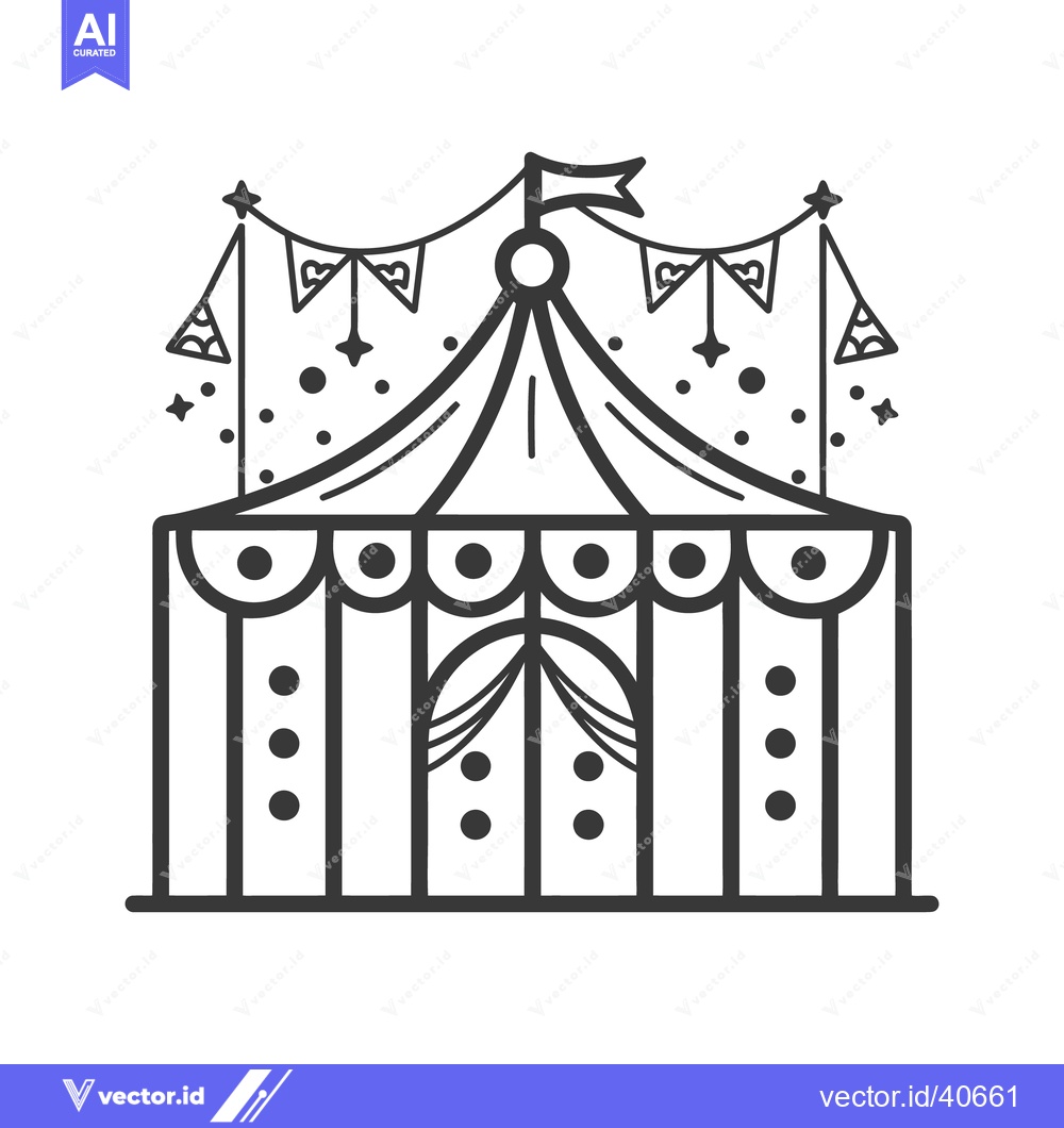 Premium Vector dari A simple outlined illustration of a circus tent structure