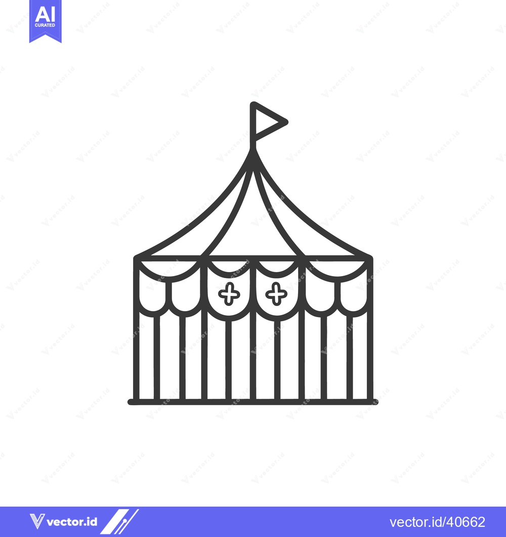 Premium Vector dari A simplistic black and white illustration of a circus tent