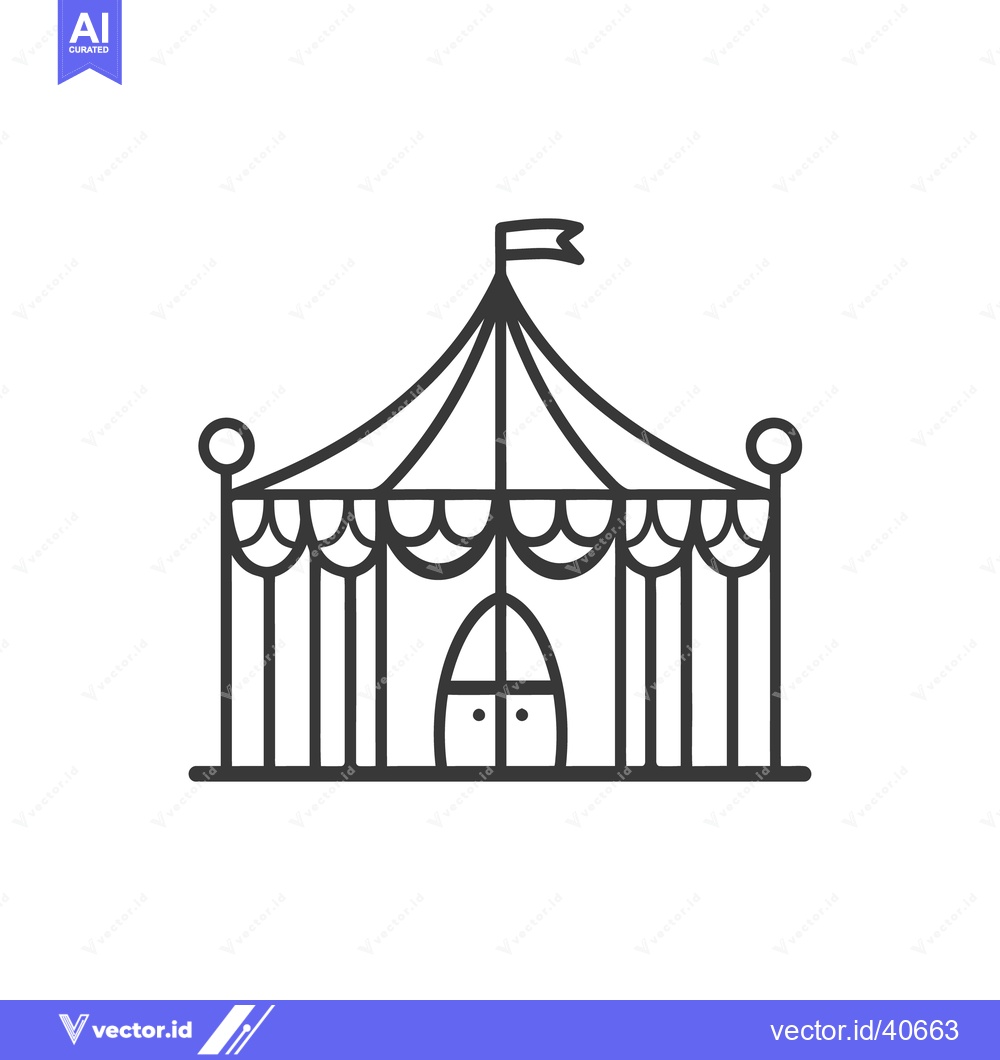 Premium Vector dari A simple line drawing depicting a large circus tent structure