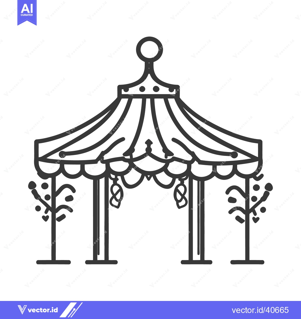 Premium Vector dari A black and white illustration of a decorative gazebo