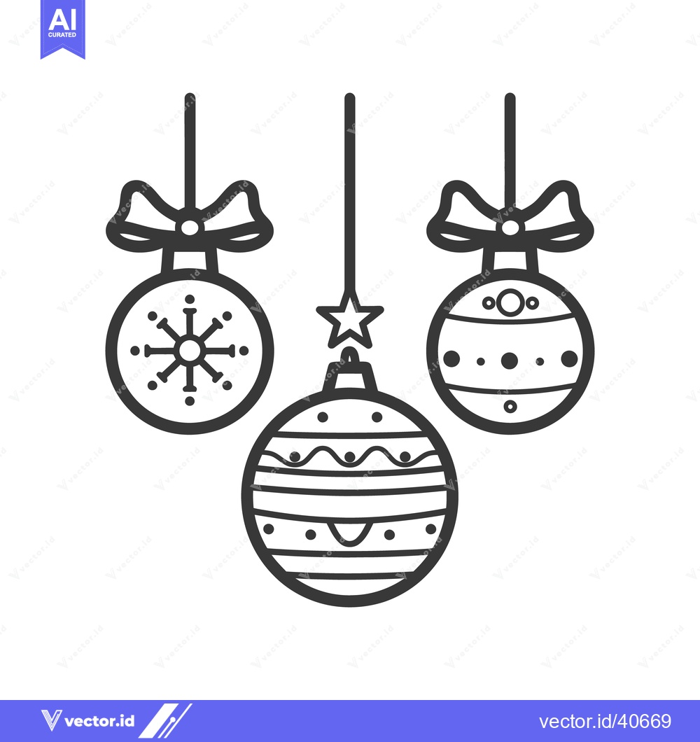 Premium Vector of Three hanging decorative baubles depicting winter festive ornaments