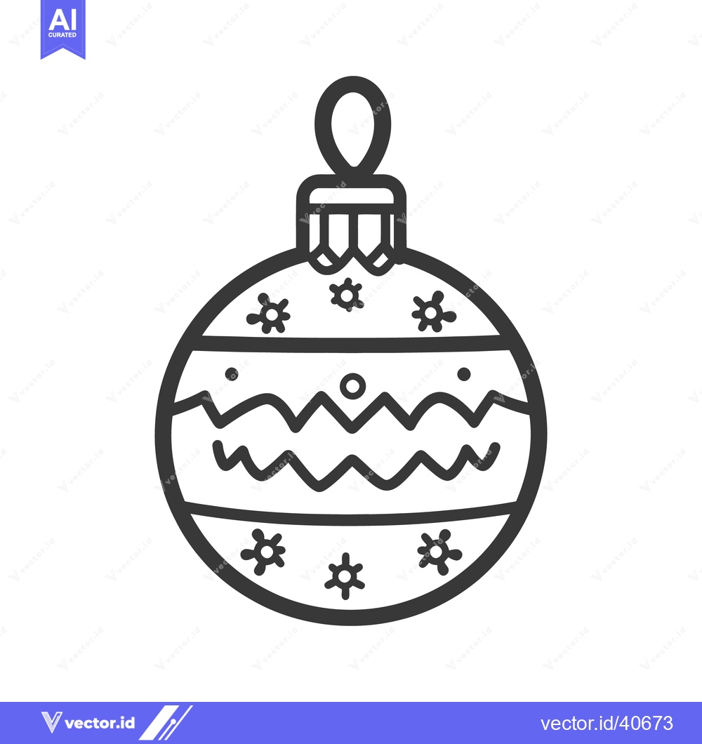 Premium Vector of A simple black and white illustration of a decorated holiday ornament