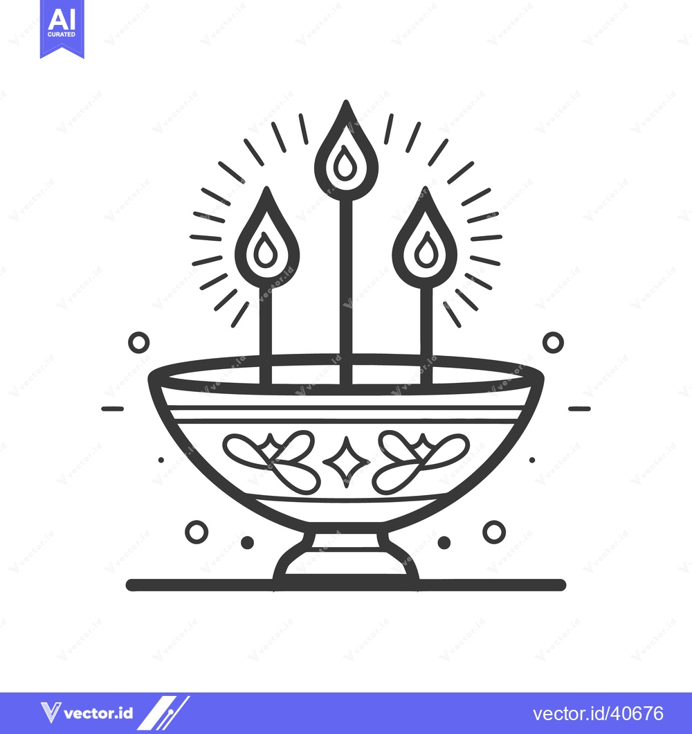 Premium Vector dari Three lit candles placed in a decorative bowl representation