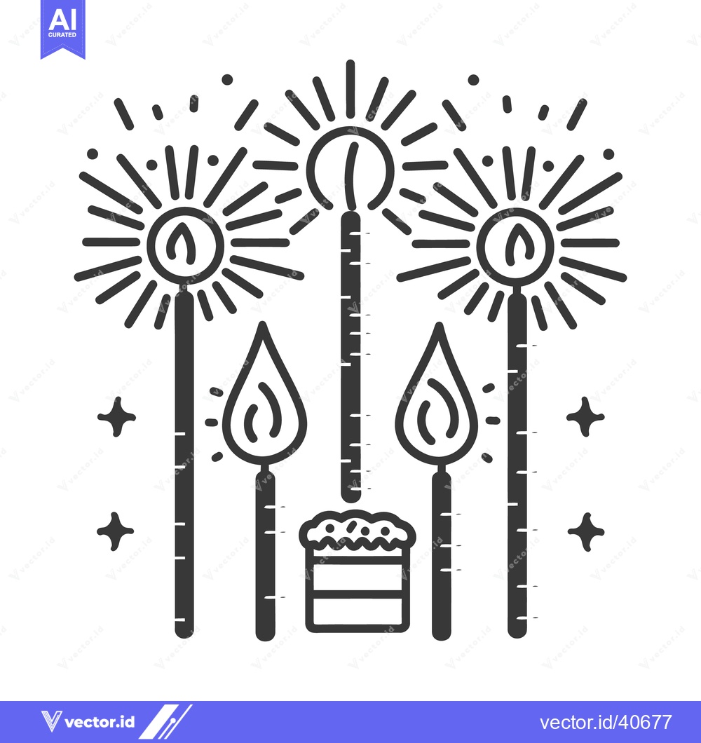 Premium Vector dari Celebratory fireworks and candles illuminate a festive birthday event