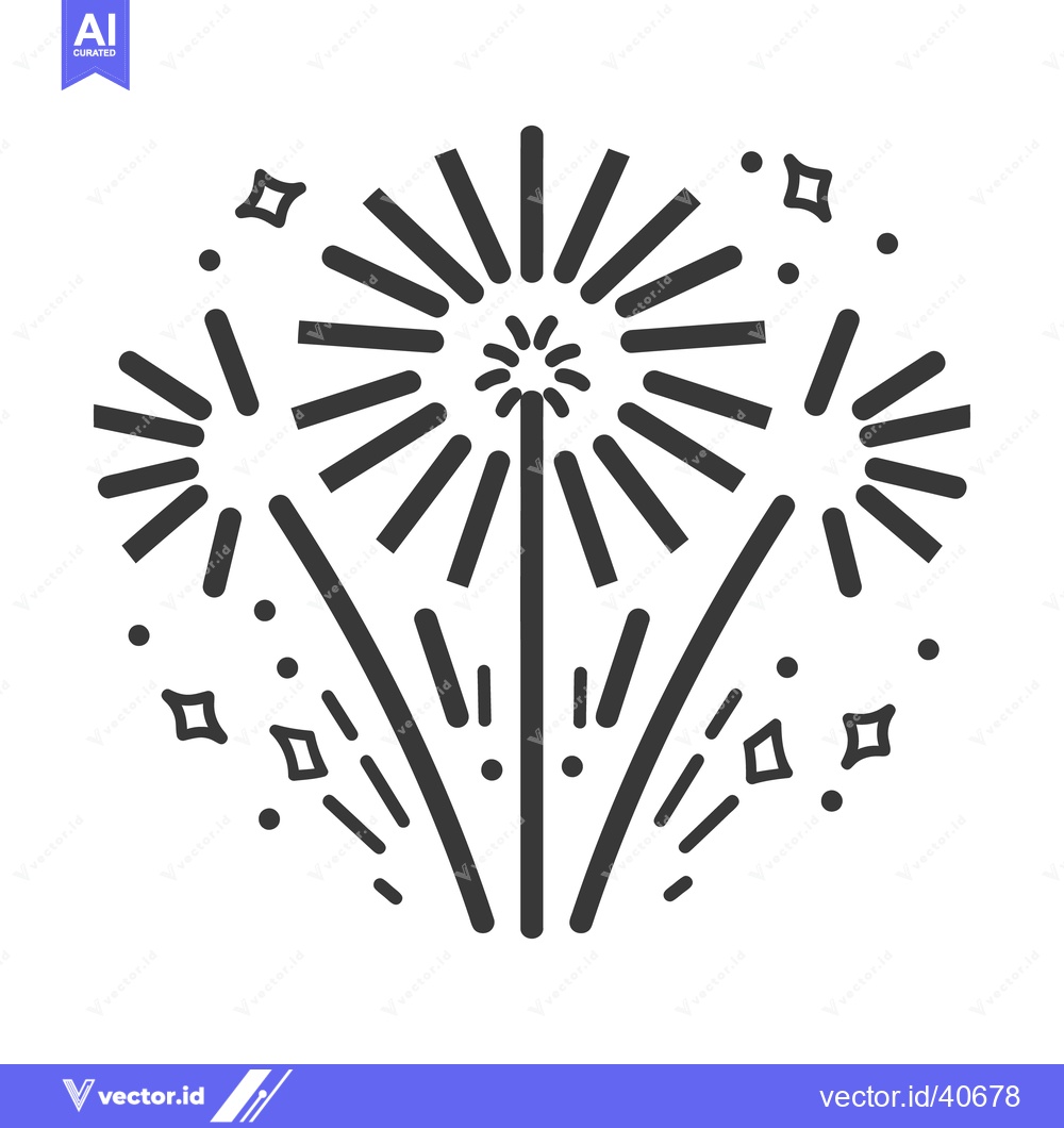 Premium Vector dari Black and white graphic depiction of festive fireworks exploding