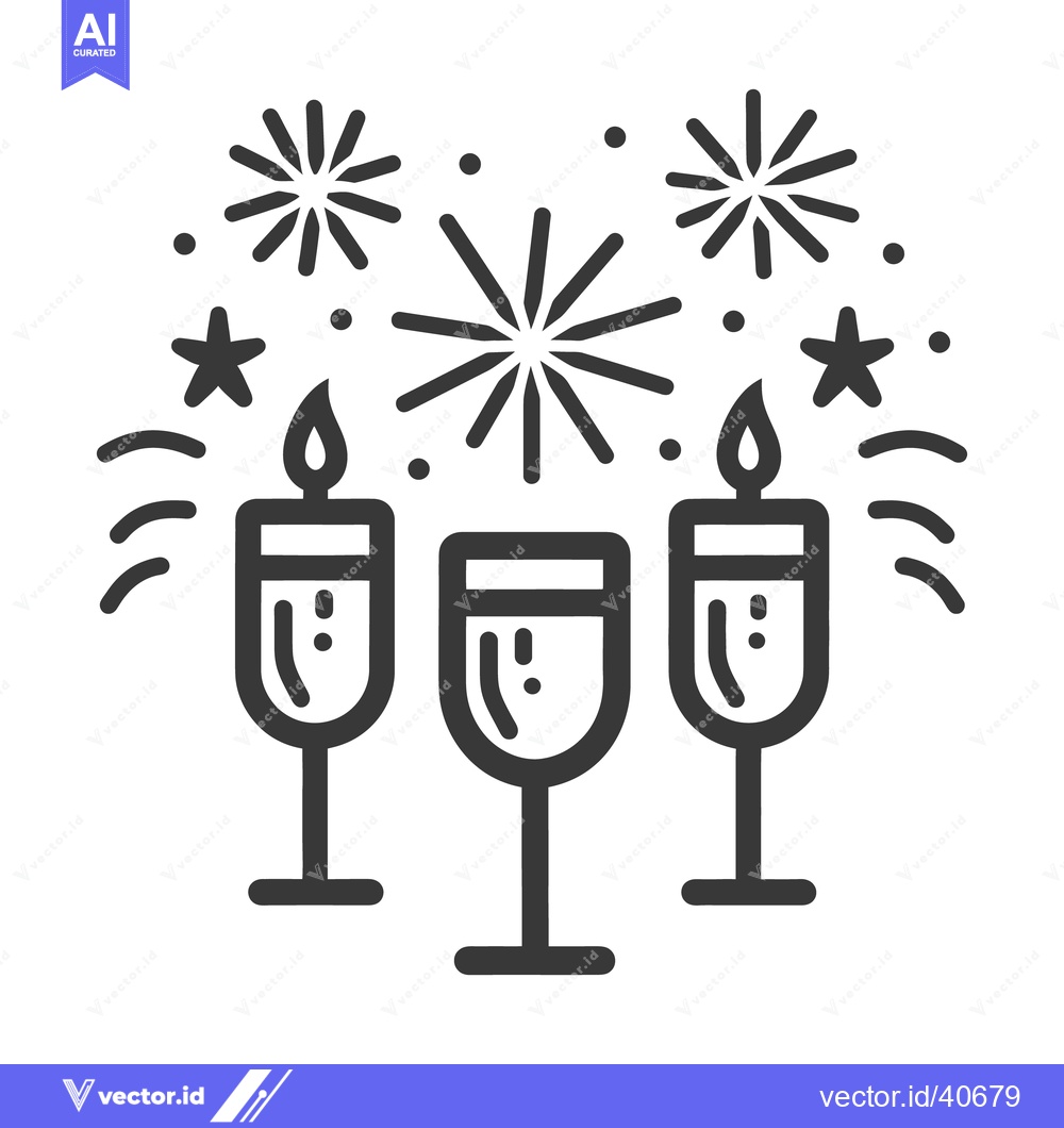 Premium Vector of Celebration illustration featuring festive candles champagne flutes an