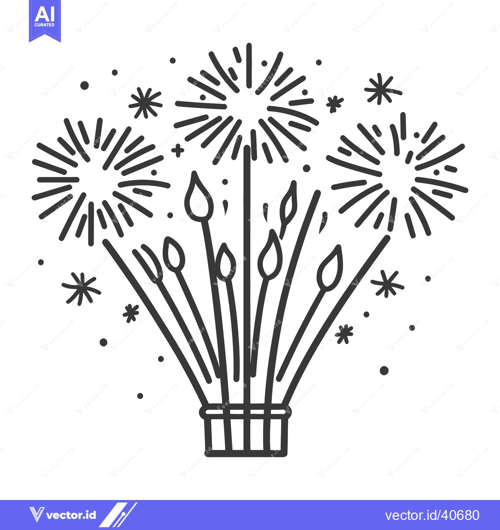 Premium Vector of A black and white illustration of fireworks exploding upwards