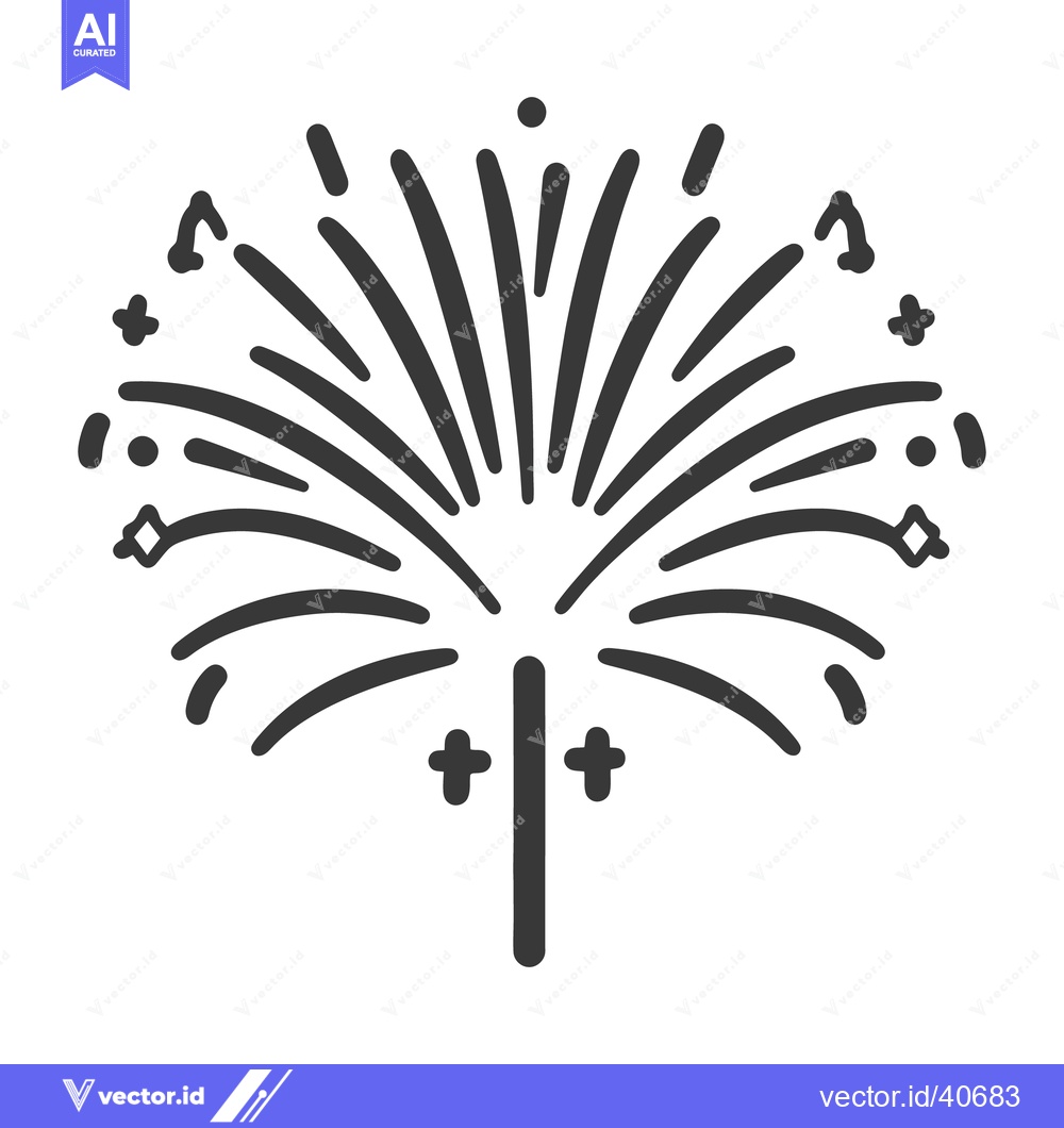 Premium Vector of A black and white graphic image of a festive firework display
