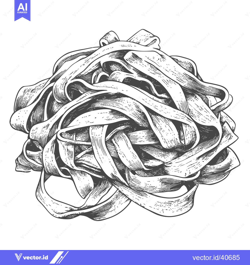 Premium Vector of A Hand Drawn Illustration Of Tagliatelle Pasta