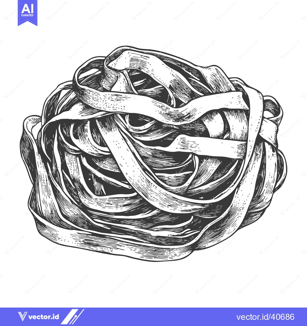 Premium Vector dari A Hand Drawn Illustration Of Tagliatelle Pasta